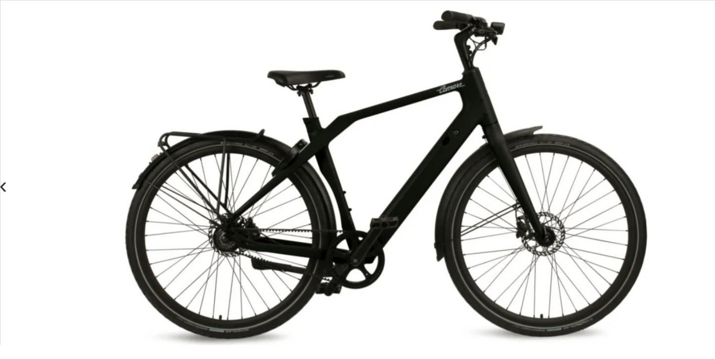 Comate CT Elite E-bike in zwart, modern design met krachtige prestaties en onderhoudsvrije Gates Carbon Drive.