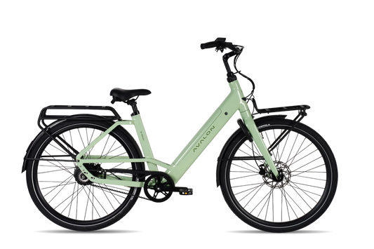 Avalon E-Moev elektrische fiets in groen met lage instap en sterke drieversnellingsmotor.