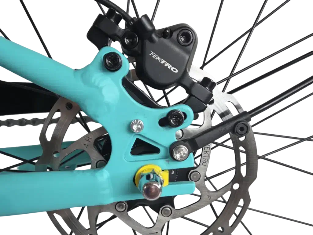Detail van de remschijf en hydraulische rem van de Vezzano 24 Nexus 3 kinderfiets.