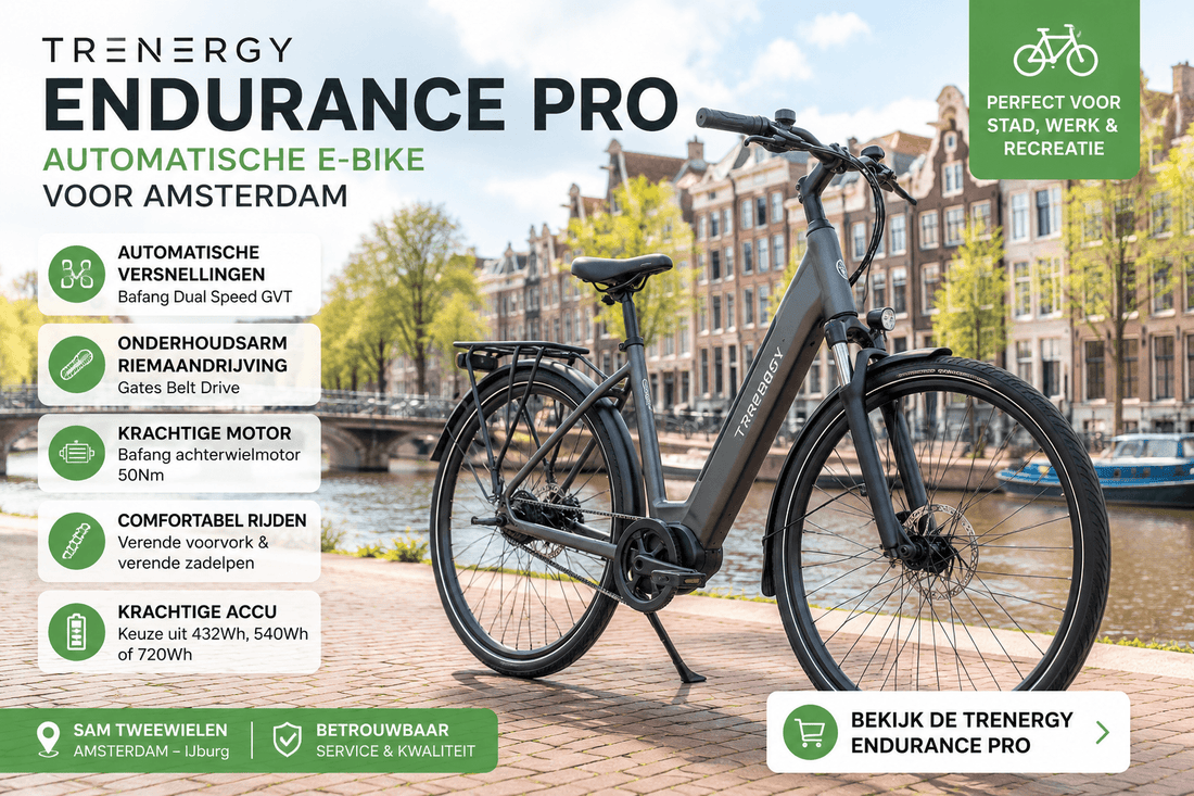 automatische e-bike Trenergy Endurance Pro met krachtige motor en comfortabele rit in Amsterdam