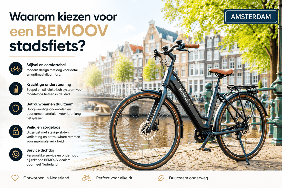 BEMOOV stadsfiets voordelen met een moderne stadsfiets in Amsterdam, perfect voor elke rit.