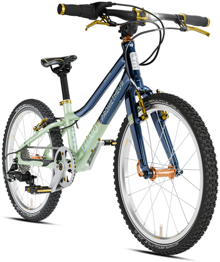 LU:MO kinderfiets 20 inch vanaf 6 jaar | 7 versnellingen | TEAL SAPPHIRE | Geïntegreerde LED-verlichting | Kleur: Groen/Blauw