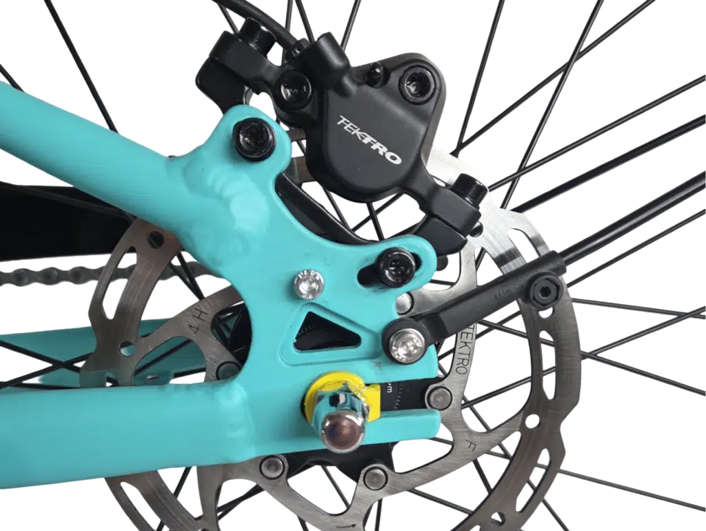 Detail van de remschijf en hydraulische rem van de Vezzano 24 Nexus 3 kinderfiets.