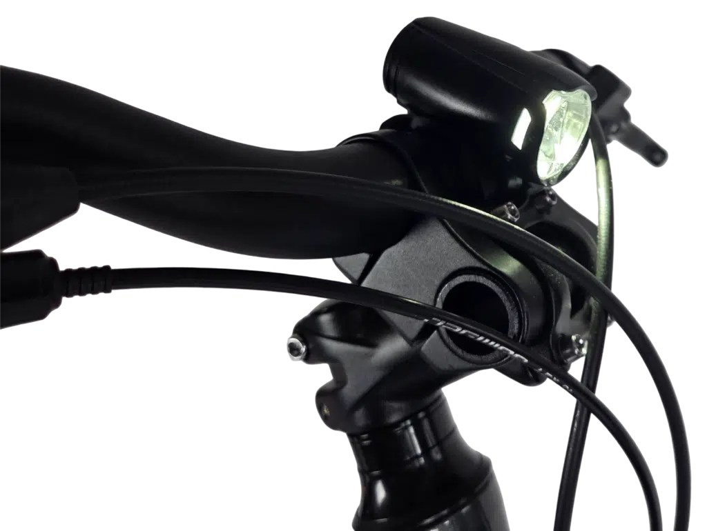 Details van het stuur en de verlichting van de Vezzano 24 RDB kinderfiets met een lichtgewicht aluminium frame.