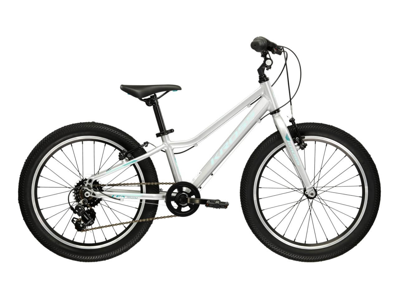 KR Lea Mini 1.0 D 20 S kinderfiets met dikke banden en een lichtgewicht frame in zilveren kleur.