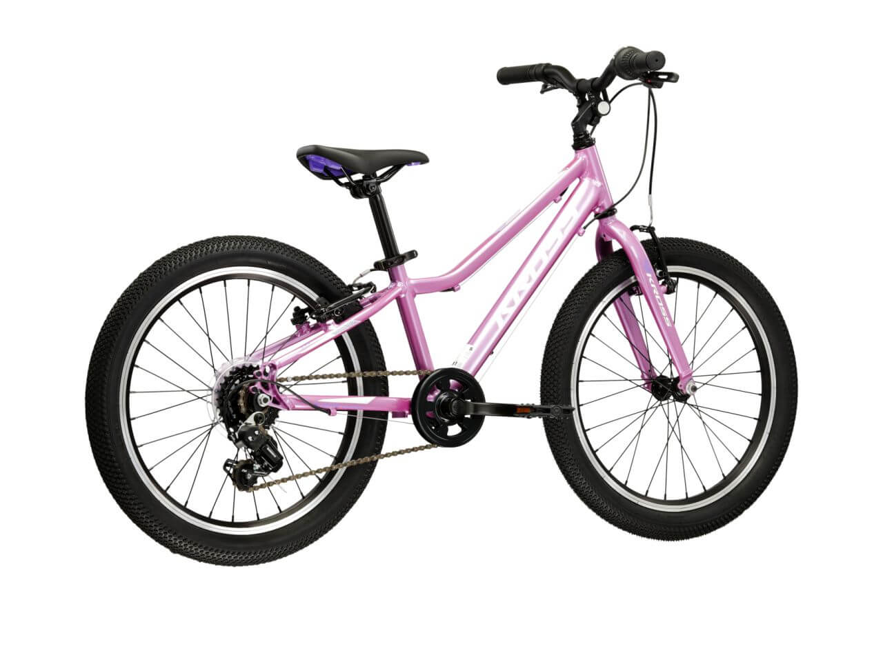KR Lea Mini 1.0 D 20 S kinderfiets in roze met zwarte banden en verstelbare zadelhoogte.