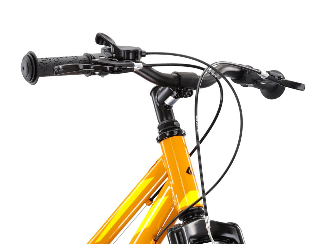KR LEVEL MINI 2.0 fiets stuur met handvatten en kabels in oranje kleur