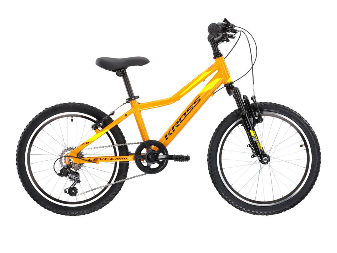 KR LEVEL MINI 2.0 fiets in feloranje kleur met zwarte banden en moderne afwerking.