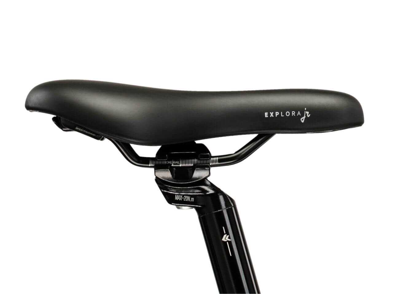Zadel van de KR LEVEL MINI 3.0 EQ M, zwart en comfortabel voor fietsliefhebbers.