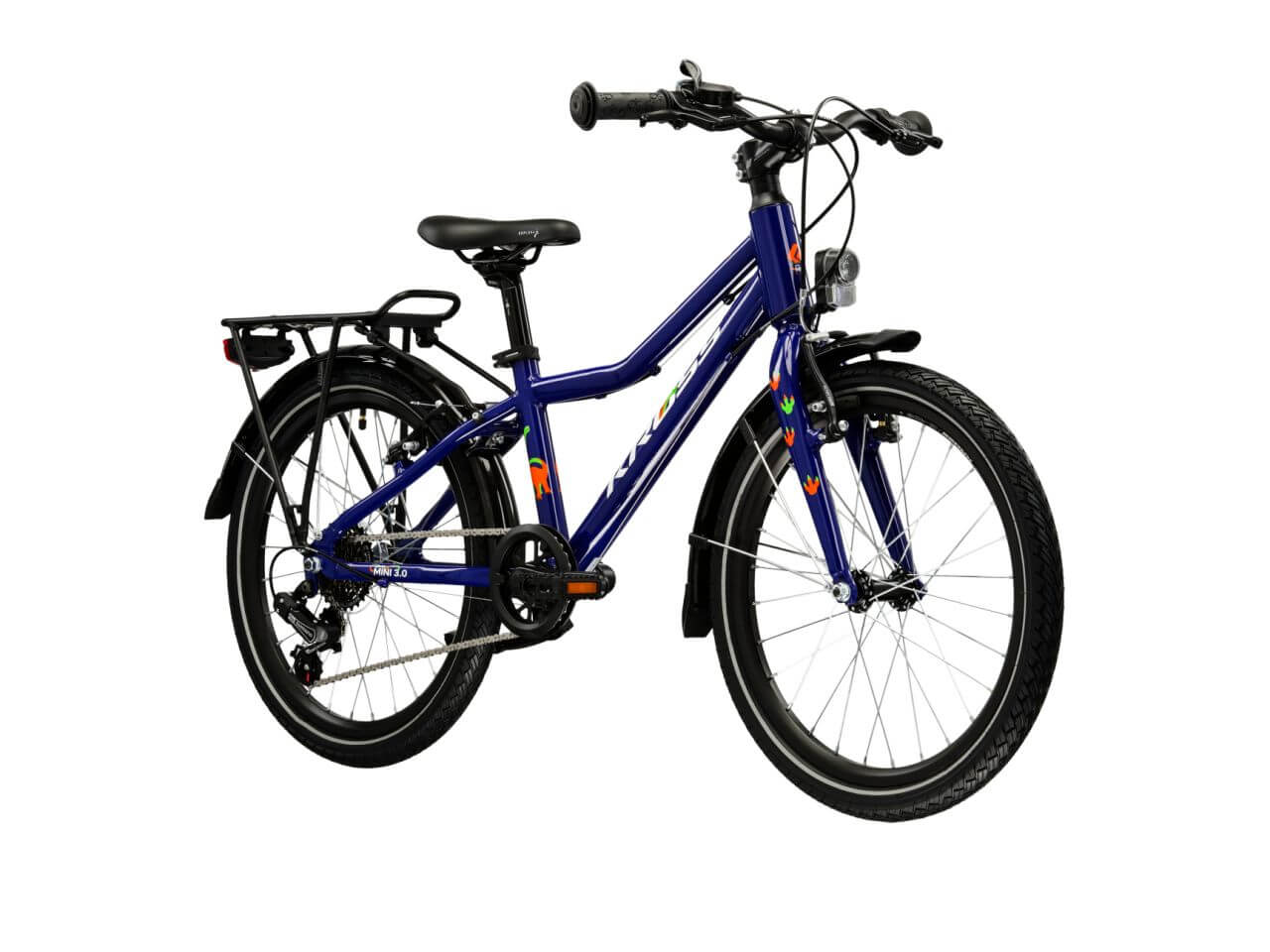 KR LEVEL MINI 3.0 EQ M kinderfiets in het blauw met diverse accessoires en een stevig frame