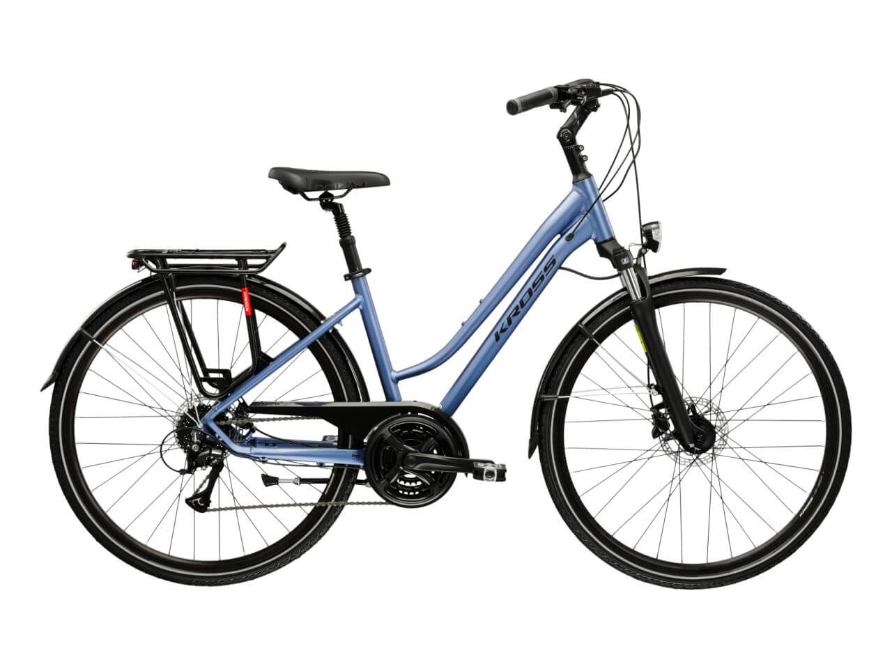 KR Trans 4.0 M 28 L gry, blauwe stadsfiets met een lage instap en een comfortabele zithouding.