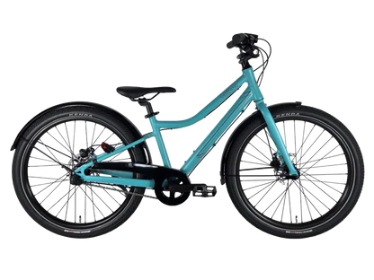De Vezzano 24 Nexus 3 kinderfiets in turquoise, perfect voor kinderen van 7 tot 10 jaar.