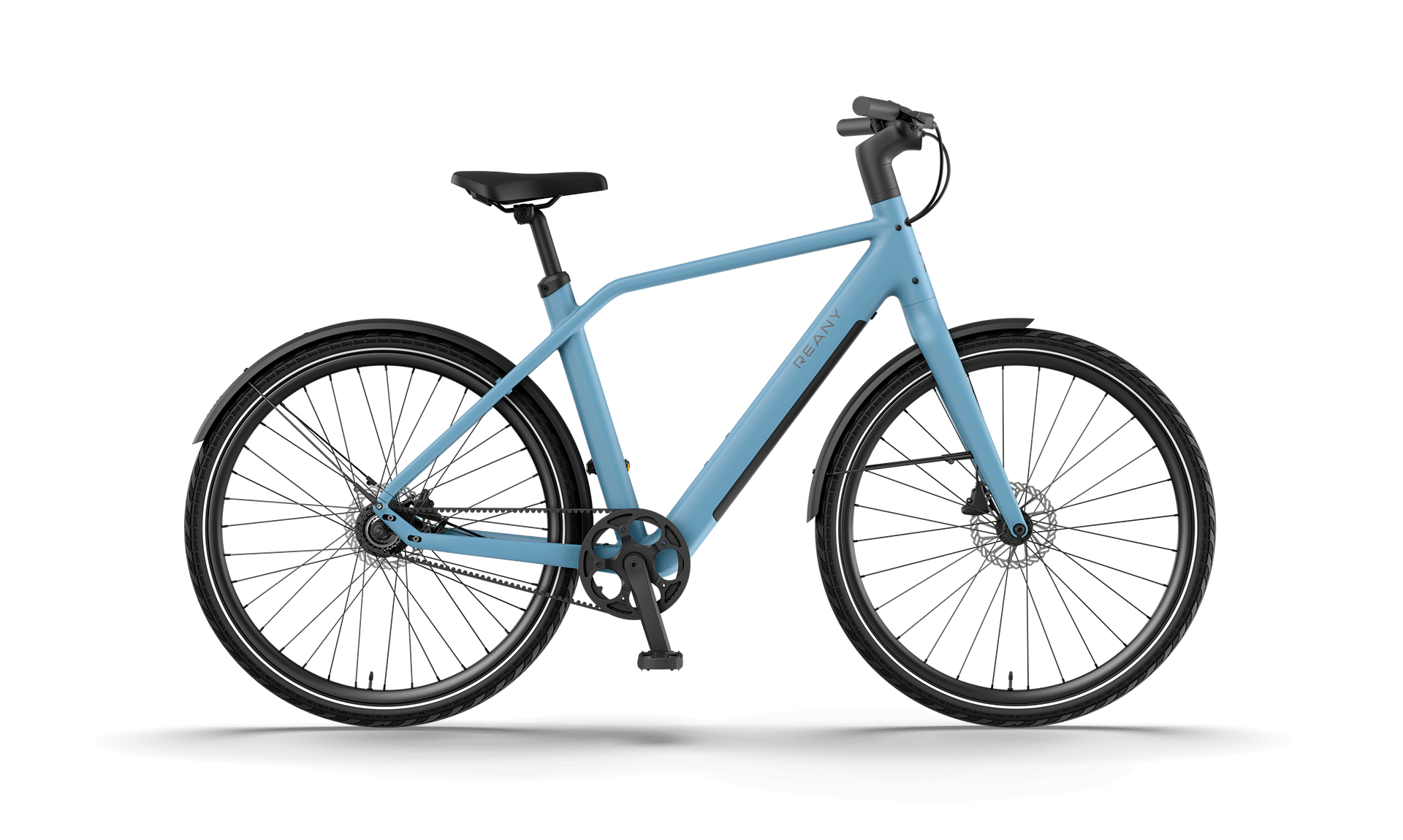 Blauwe fiets met moderne vormgeving en dunne banden voor een sportieve rit.
