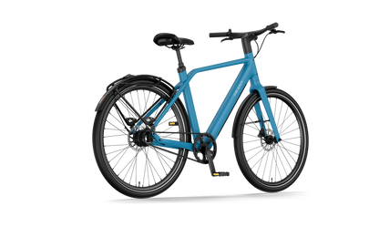 Ready for adventure N1 GT uitgelichte blauwe fiets met zwarte wielen en moderne ontwerpelementen.