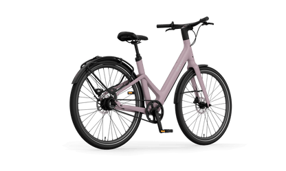 W1 GT avontuur e-bike in een elegante lichtroze kleur, ontworpen voor avontuurlijke ritten.