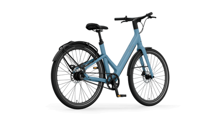 W1 GT avontuur e-bike in blauw met een modern ontwerp en stevige banden, klaar voor avontuur.